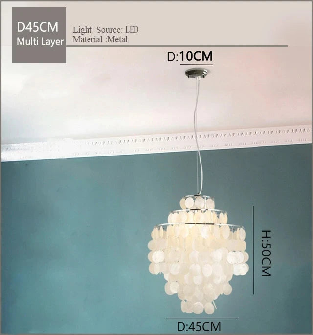 Nordic Modern Minimalist Shell Wind Chime Chandelier Romantic Living Room Restaurant Bedroom Led Decorate Ceilling Hanging Light