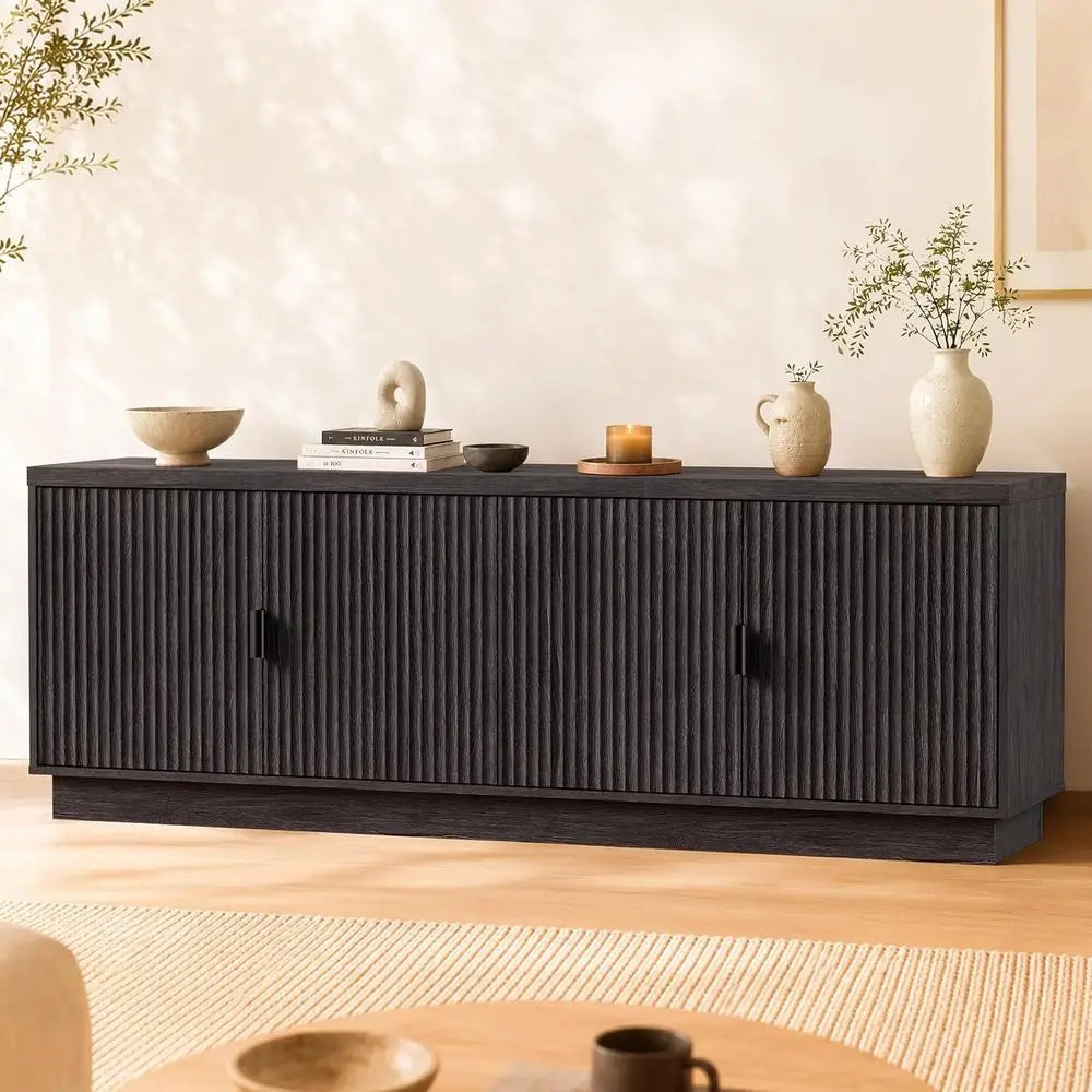 TV Stand And Entertainment Center With Adjustable Shelves And Storage Cabinet