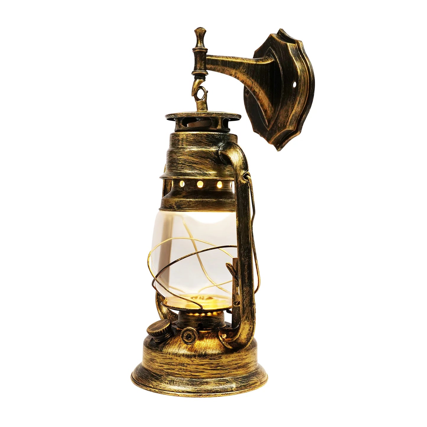 Bymaocar Industrial Antique Bronze Plastic Lantern Sconce Indoor Garden Porch Exterior Wall Light for Home Yard Patio Decor