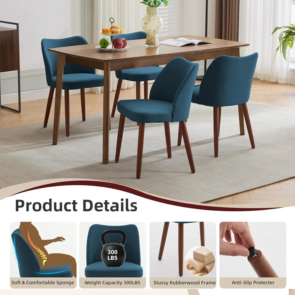HiMISS Wingback Dining Chairs PU Leather Upholstered With Wood Legs