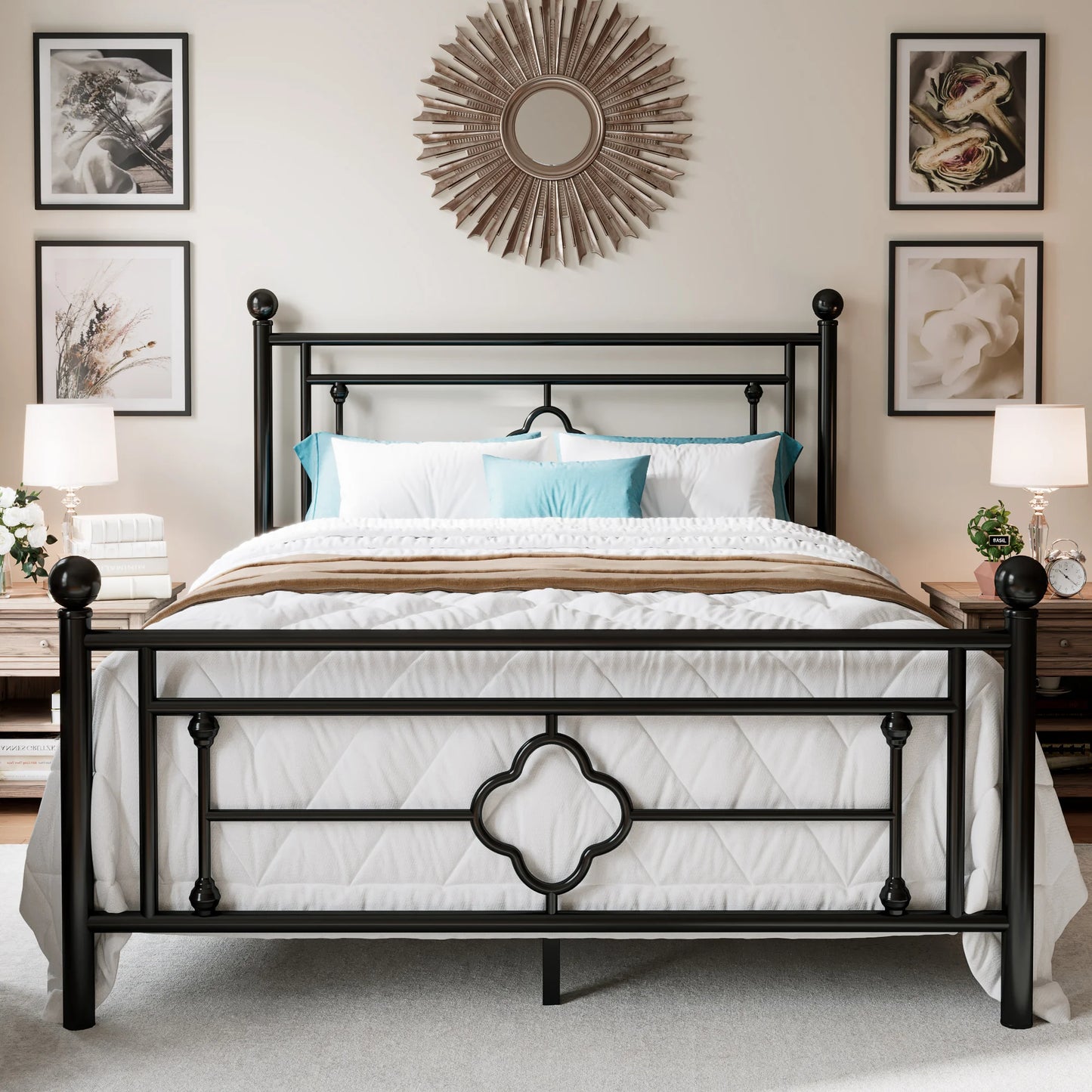 HOOMIC Vintage Victorian Wrought Iron Bed Frame With Headboard