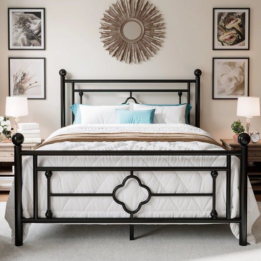 HOOMIC Vintage Victorian Wrought Iron Bed Frame With Headboard