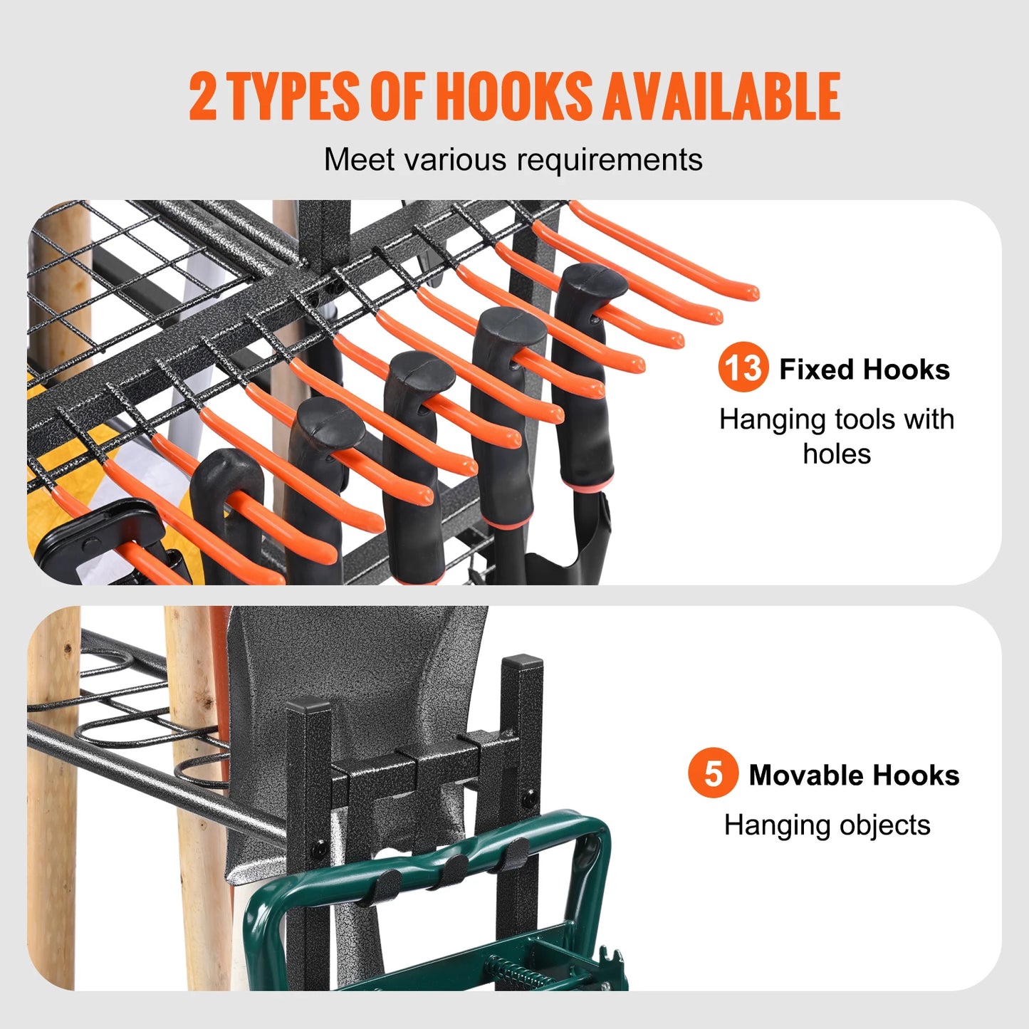 Garden Tool Organizer Tower Rack With Hooks Wheels 16 Slot