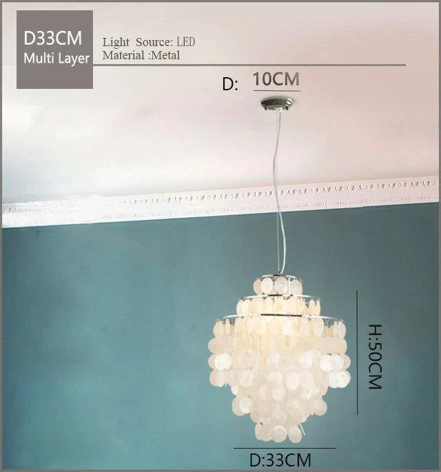 Nordic Modern Minimalist Shell Wind Chime Chandelier Romantic Living Room Restaurant Bedroom Led Decorate Ceilling Hanging Light