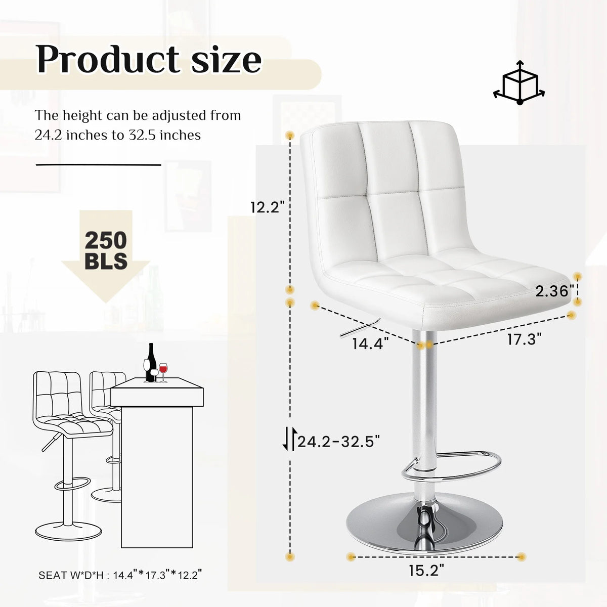 JHK Ergonomic Adjustable Swivel PU Leather Office Chair