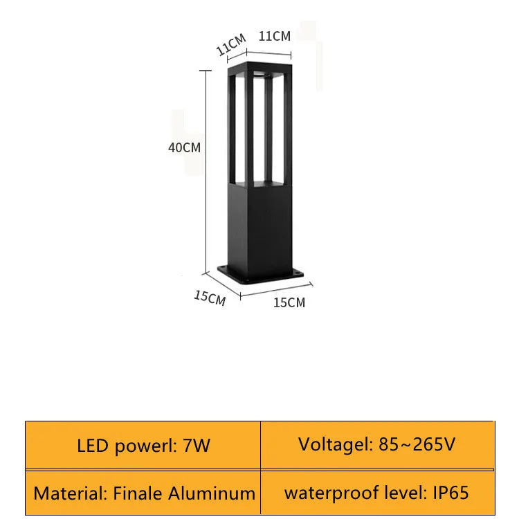 Dfiolk Outdoor Waterproof LED Lawn Lamp 7W 85-265V Aluminum