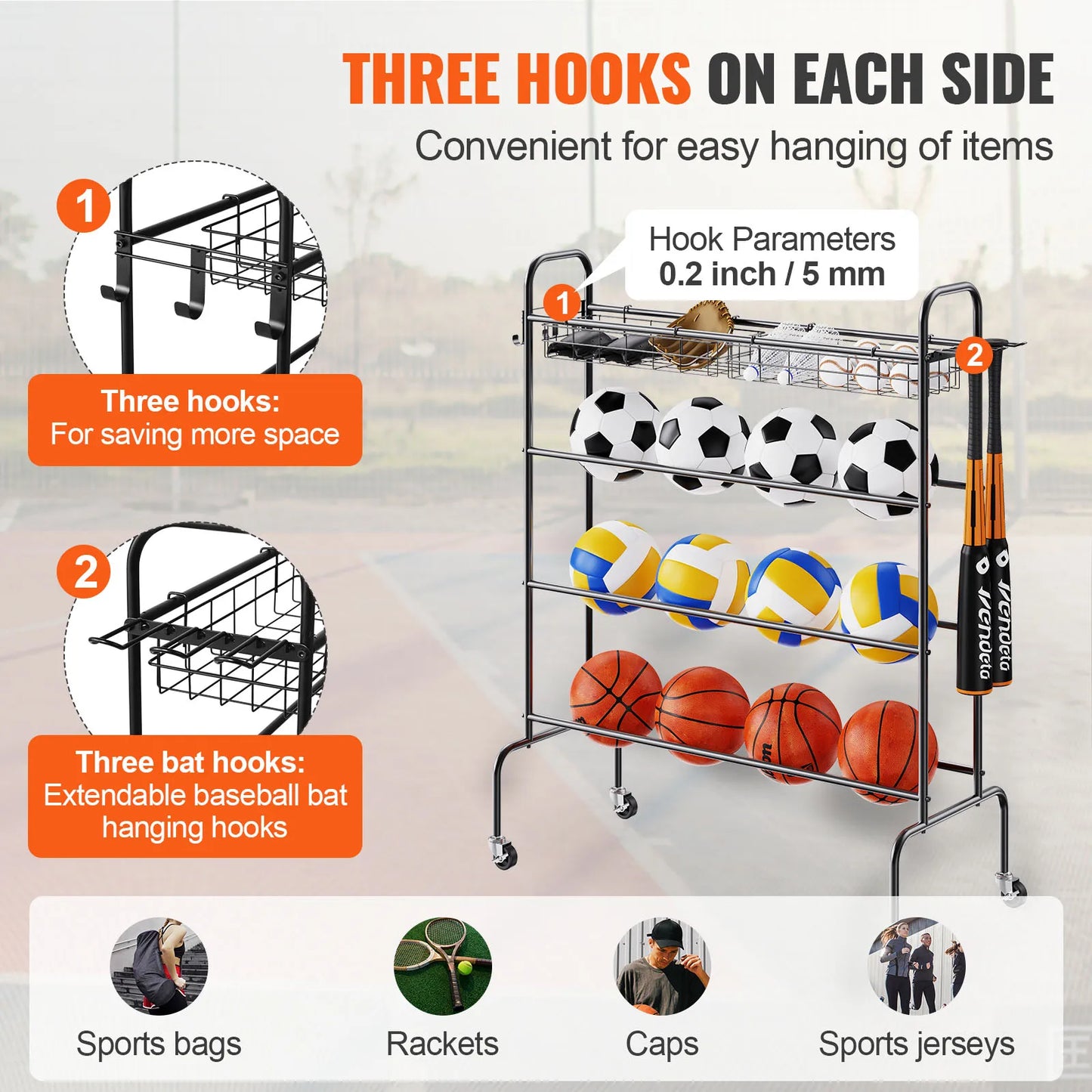 VEVOR Rolling Basketball Rack and Training Stand with Wheels