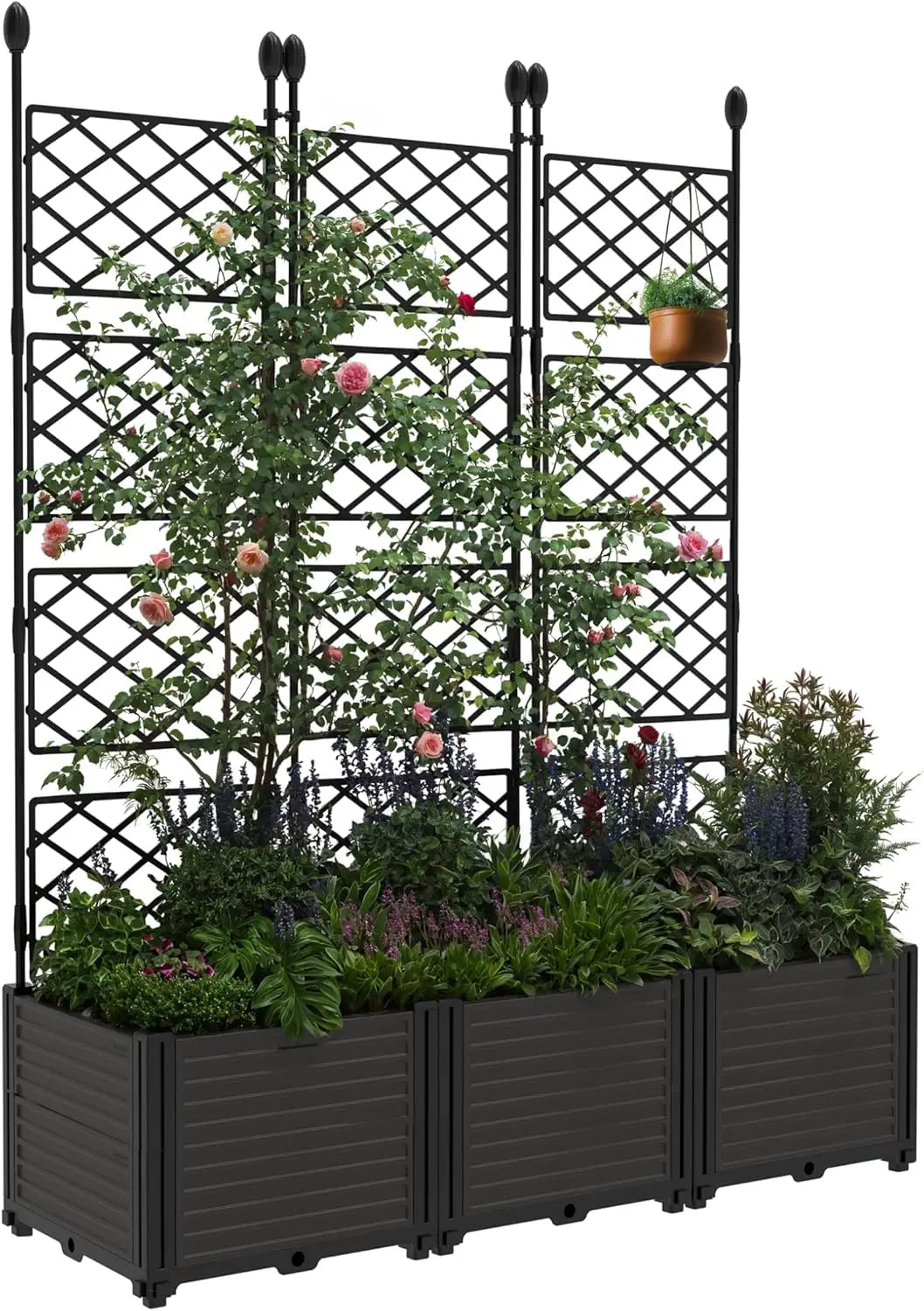 TWISTER.CK Plastic Planter Box With Trellis Rack