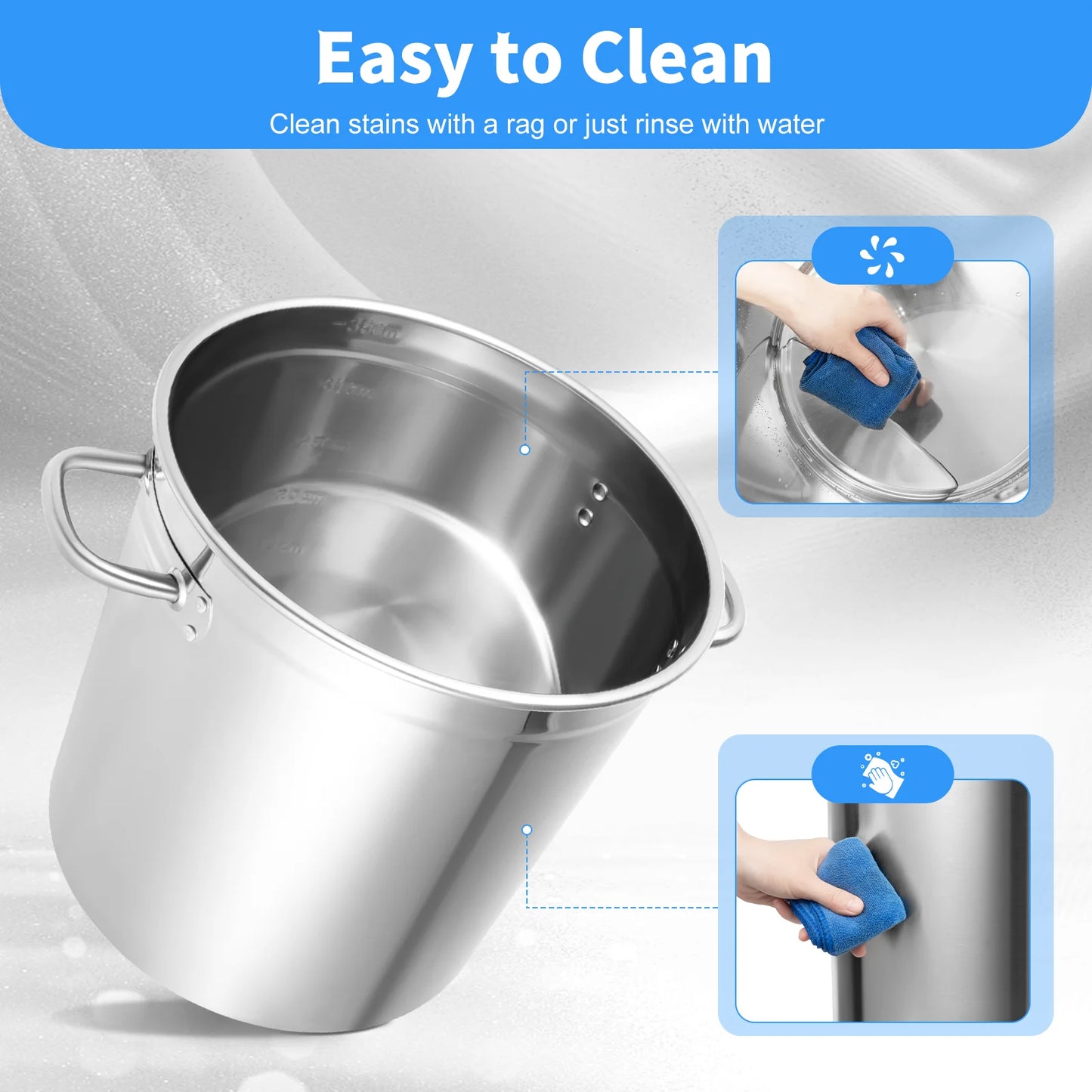 Stainless Steel Stock Pot With Lid And Handles 35/50/70L