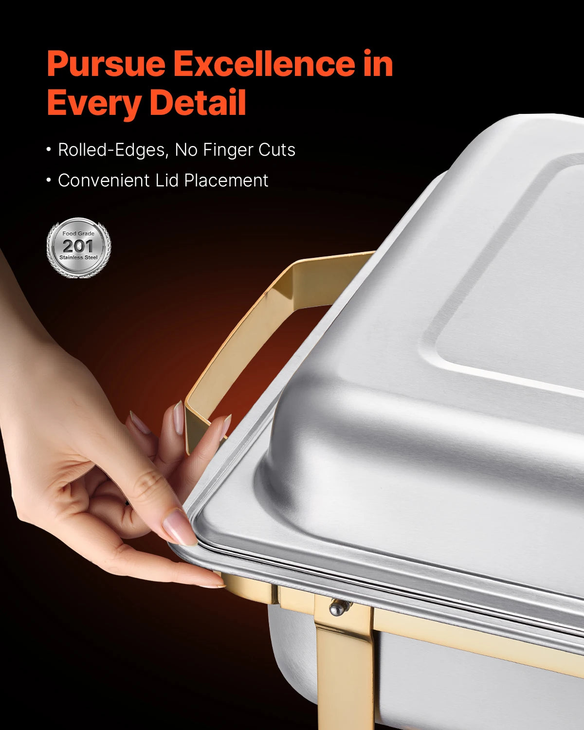 SucceBuy 4 Pack Chafing Dish Buffet Set Stainless Steel Chafer