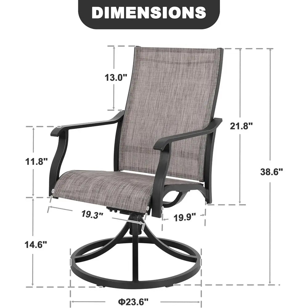 Swivel Outdoor Dining Chairs, All Weather Textilene High Back Set