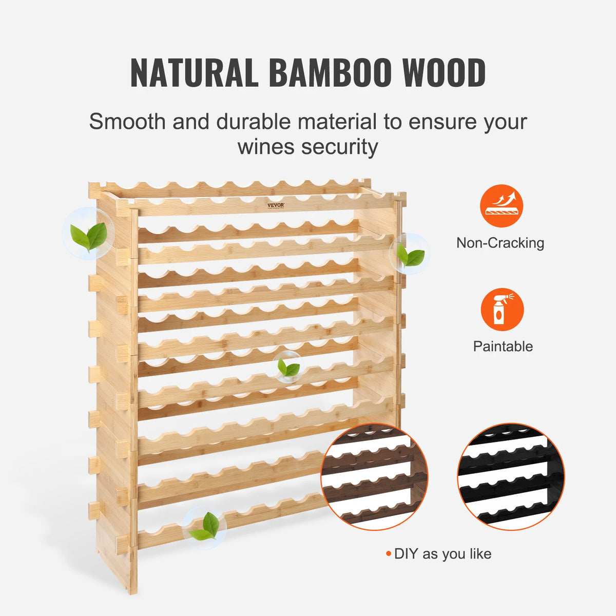 Stackable Bamboo Wine Rack For Kitchen And Cellar Storage
