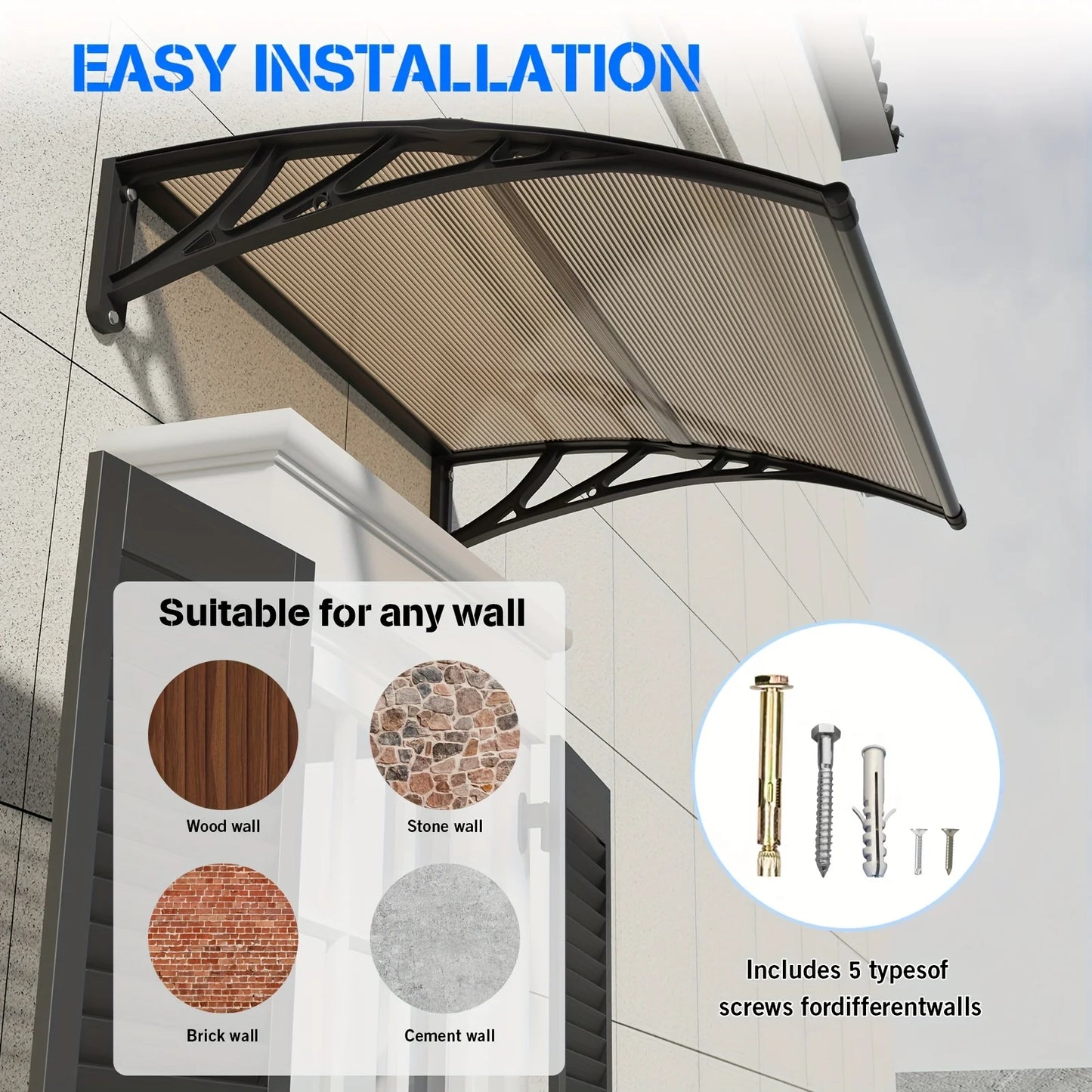 GUANSU-CN Awning Canopy for Door and Window UV Protection