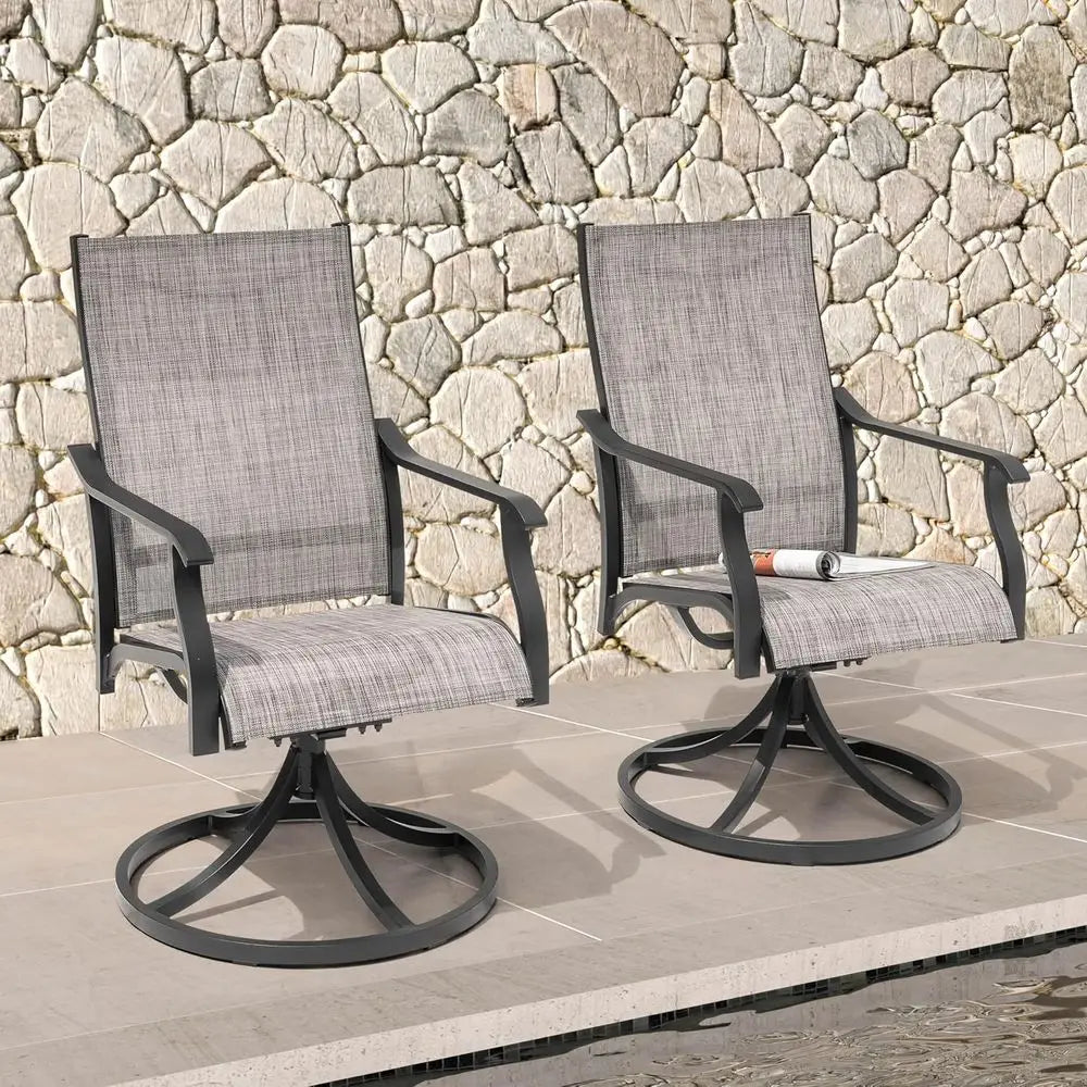 Swivel Outdoor Dining Chairs, All Weather Textilene High Back Set