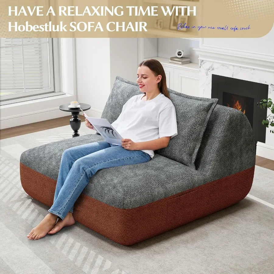 Hobestluk Mini Loveseat Sofa For Small Spaces Armless Couch With Side Pocket