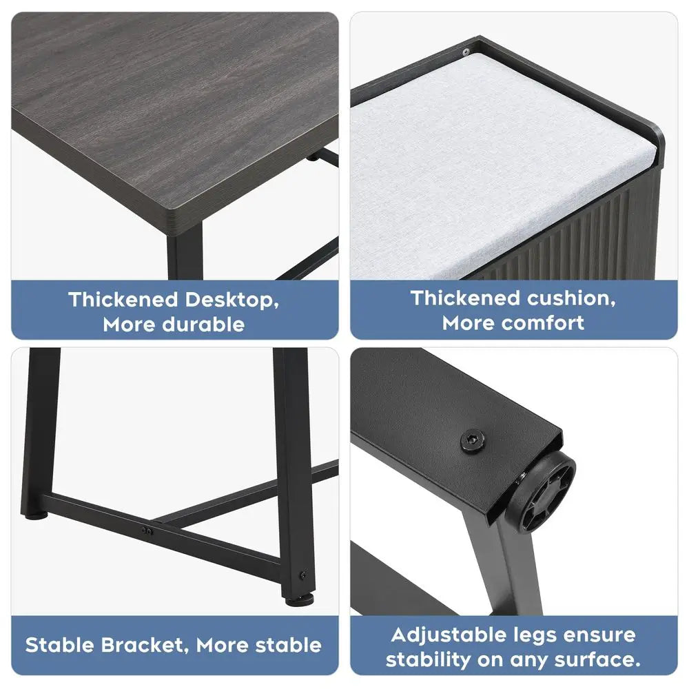 Corner Dining Table Set, 43 Inch Breakfast Nook Table Set with Bench with Hidden Storage amp 2 Ottomans, 5Piece Corner Bench Di
