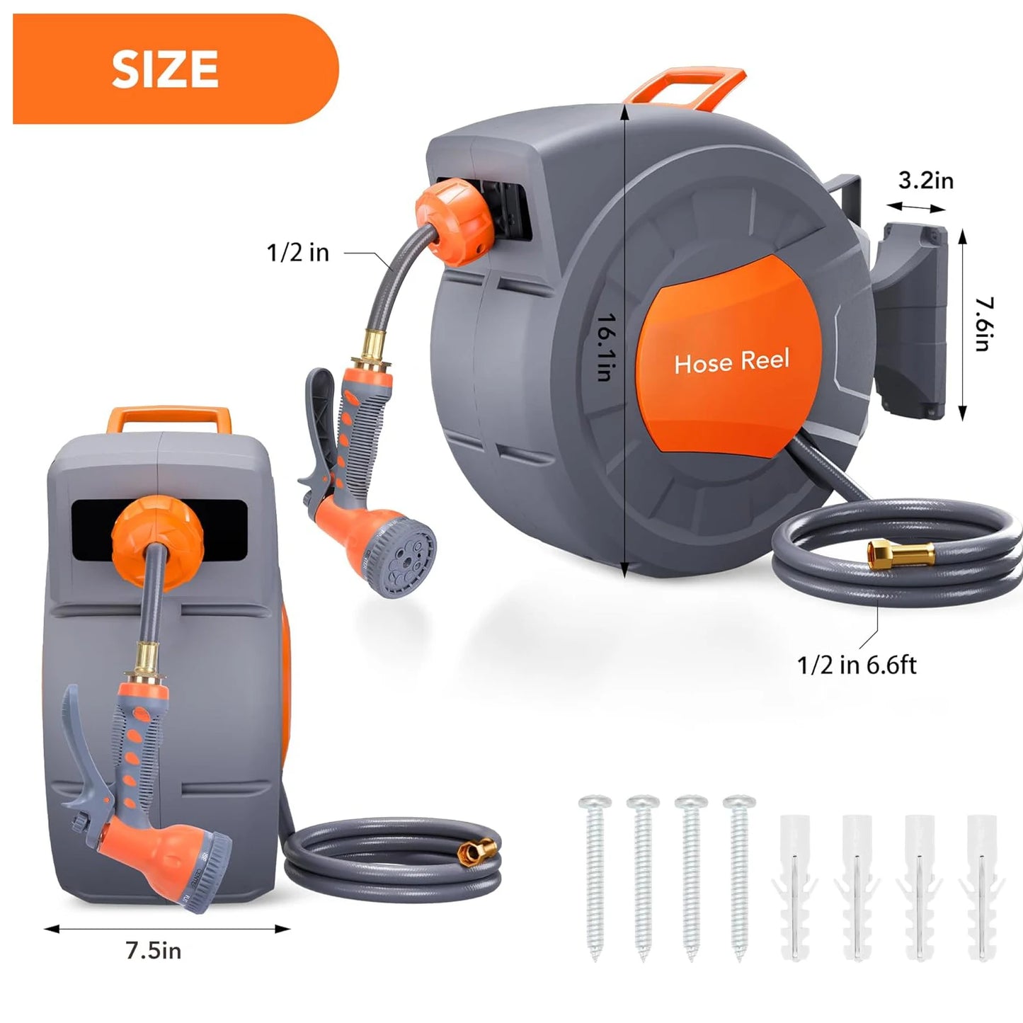 TWISTER.CK Retractable Garden Hose Reel with 9 Function Sprayer