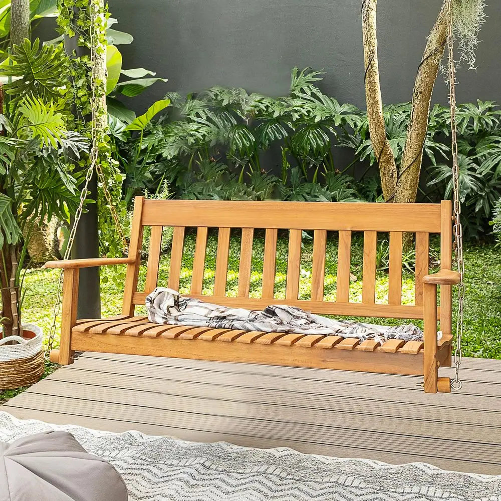 3 Seat Patio Swings with Weather Resistant Steel Frame Adjustable Canopy, Reclining Outdoor Porch Swing with Cushion for Backya