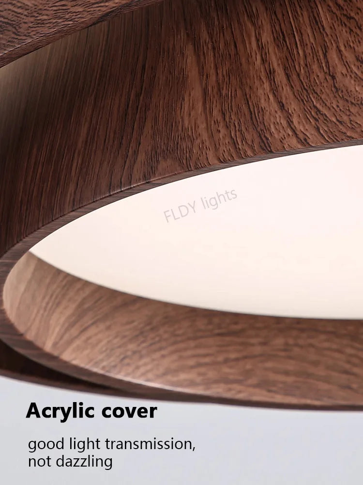 FLDY Menvix Nordic Walnut Wood LED Ceiling Chandelier