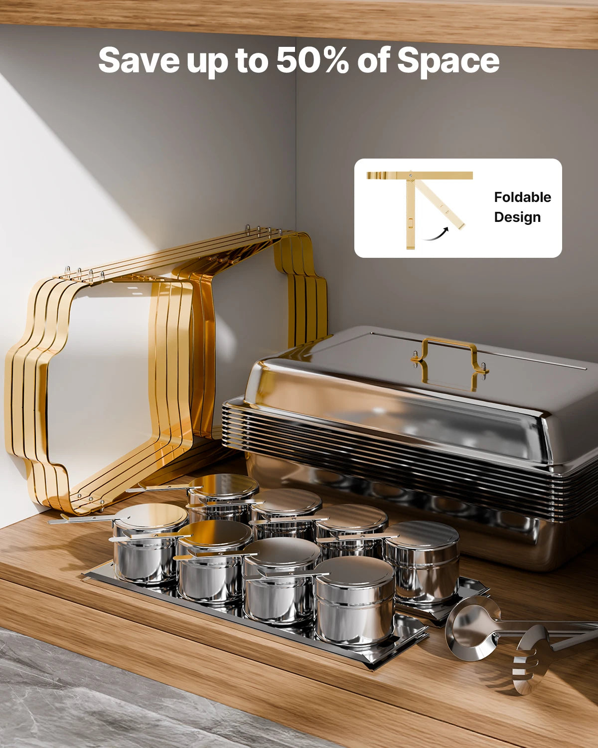 SucceBuy 4 Pack Chafing Dish Buffet Set Stainless Steel Chafer