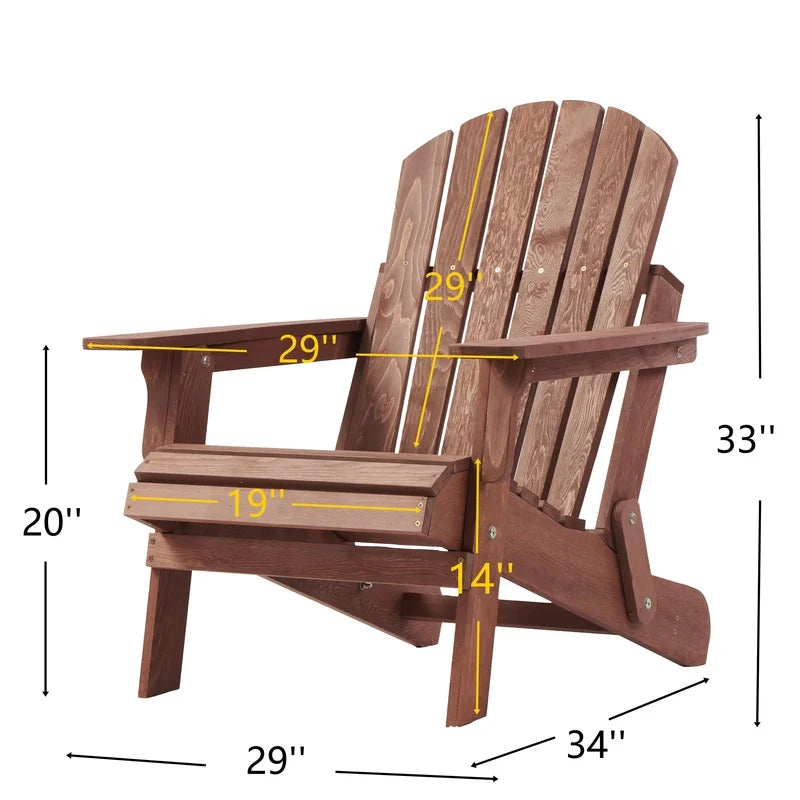 Outdoor Folding Adirondack Chair For Patio Garden And Backyard