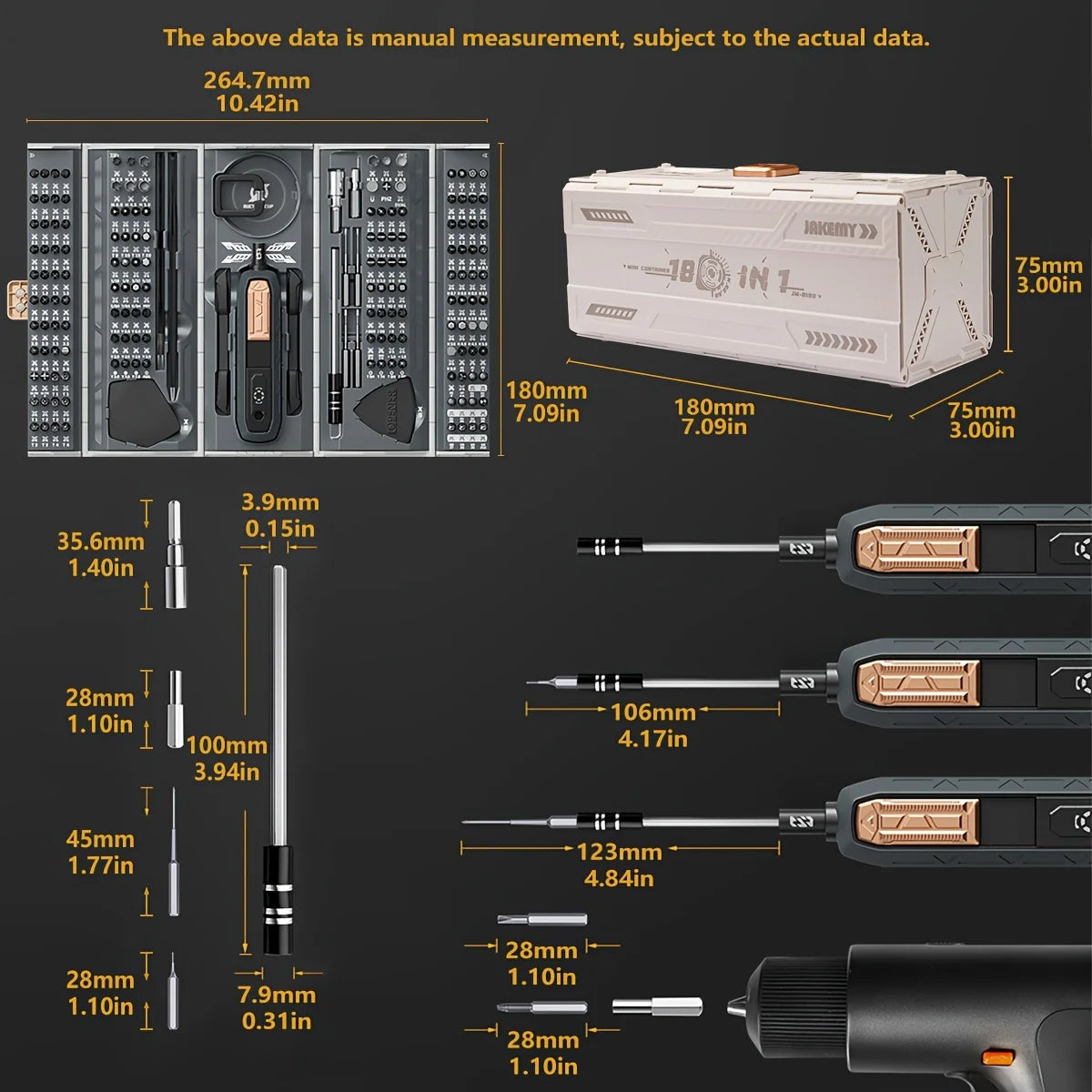 JAKEMY 180-In-1 Precision Screwdriver Set Magnetic Bits