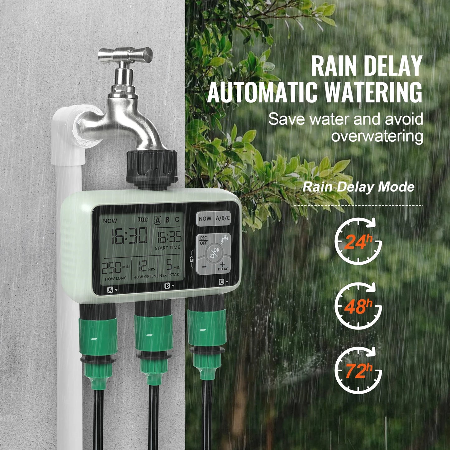 SucceBuy Water Timer 3 Outlets Hose With Independent Zones