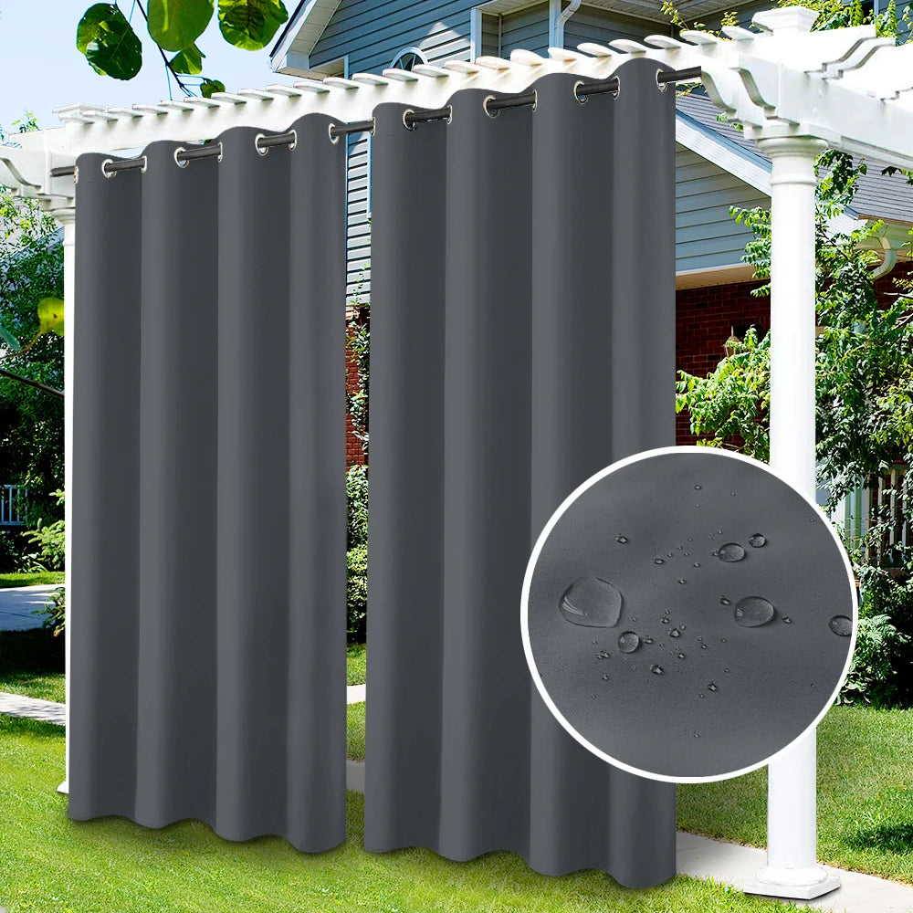 Outdoor Waterproof Blackout Curtains With UV Protection For Patio