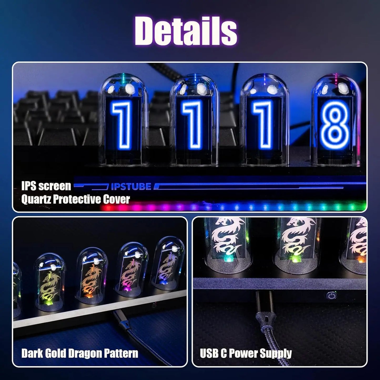 Aiopp Night Light Nixie Tube Clock Kit With Digital Calibration