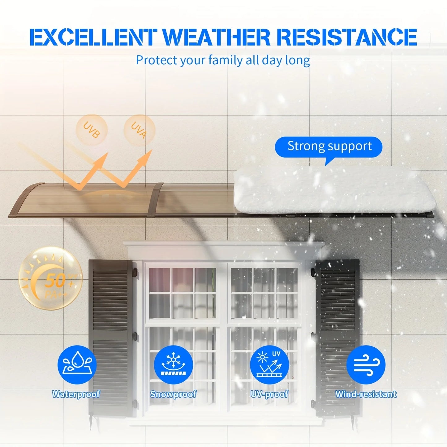 GUANSU-CN Awning Canopy for Door and Window UV Protection