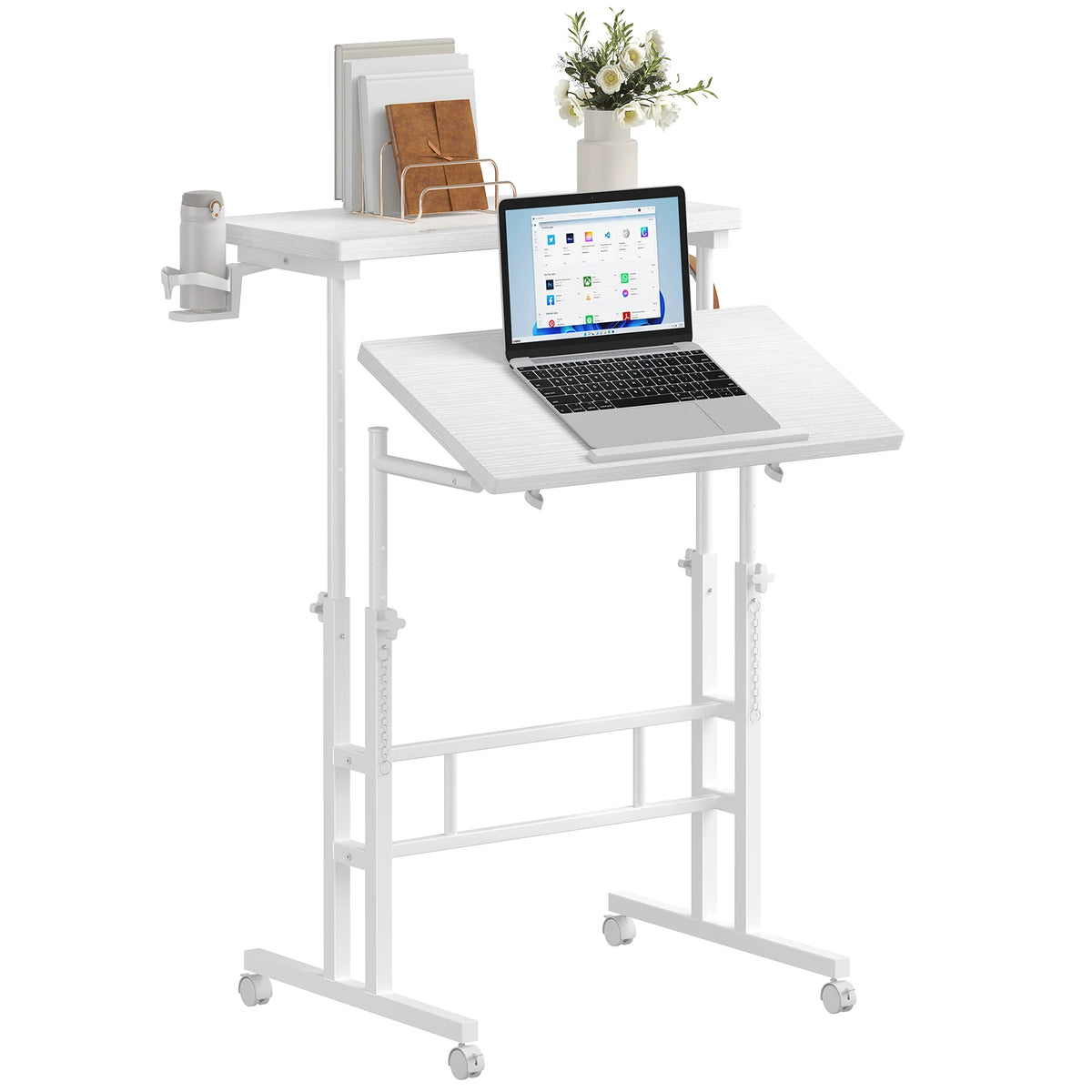 MCQ Rolling Height Adjustable Standing Computer Desk for Home Office