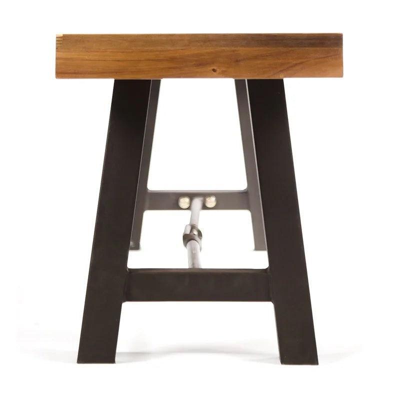 Acacia Wood Outdoor Bench, Backless Patio Seating