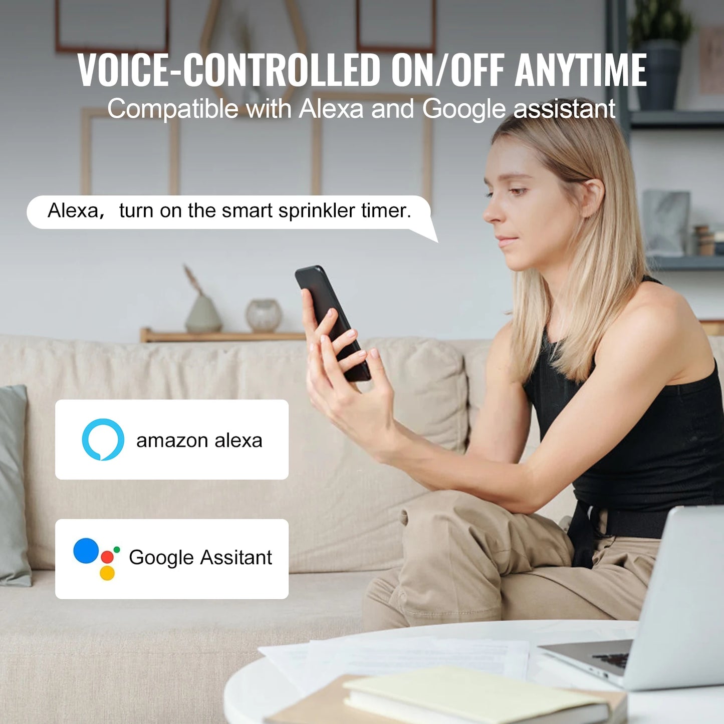 SucceBuy WiFi Sprinkler Timer Single/Two Outlet Smart Hose Faucet Water Timer APP Control/Voice Control, IPX6 for Yard Watering