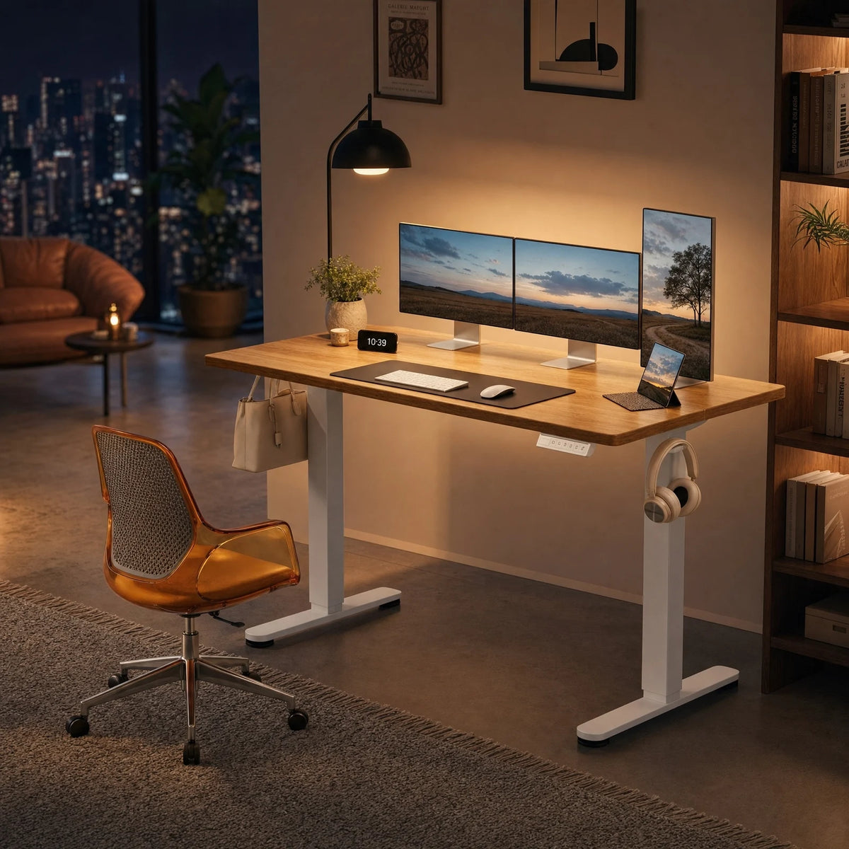 Height Adjustable Electric Standing Desk, 63 x 28 Inches Sit Stand up Desk, Memory Computer Home Office Desk
