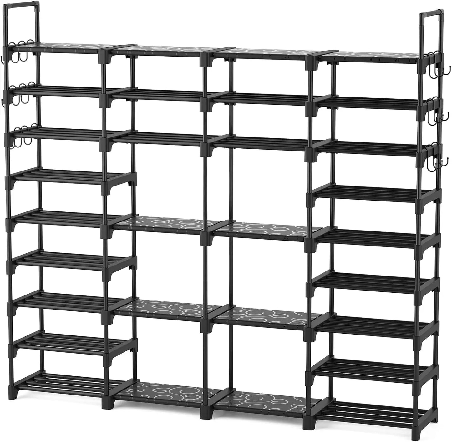 9 Tier Shoe Rack Organizer For Entryway With Removable Hooks