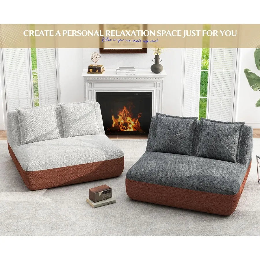 Hobestluk Mini Loveseat Sofa For Small Spaces Armless Couch With Side Pocket