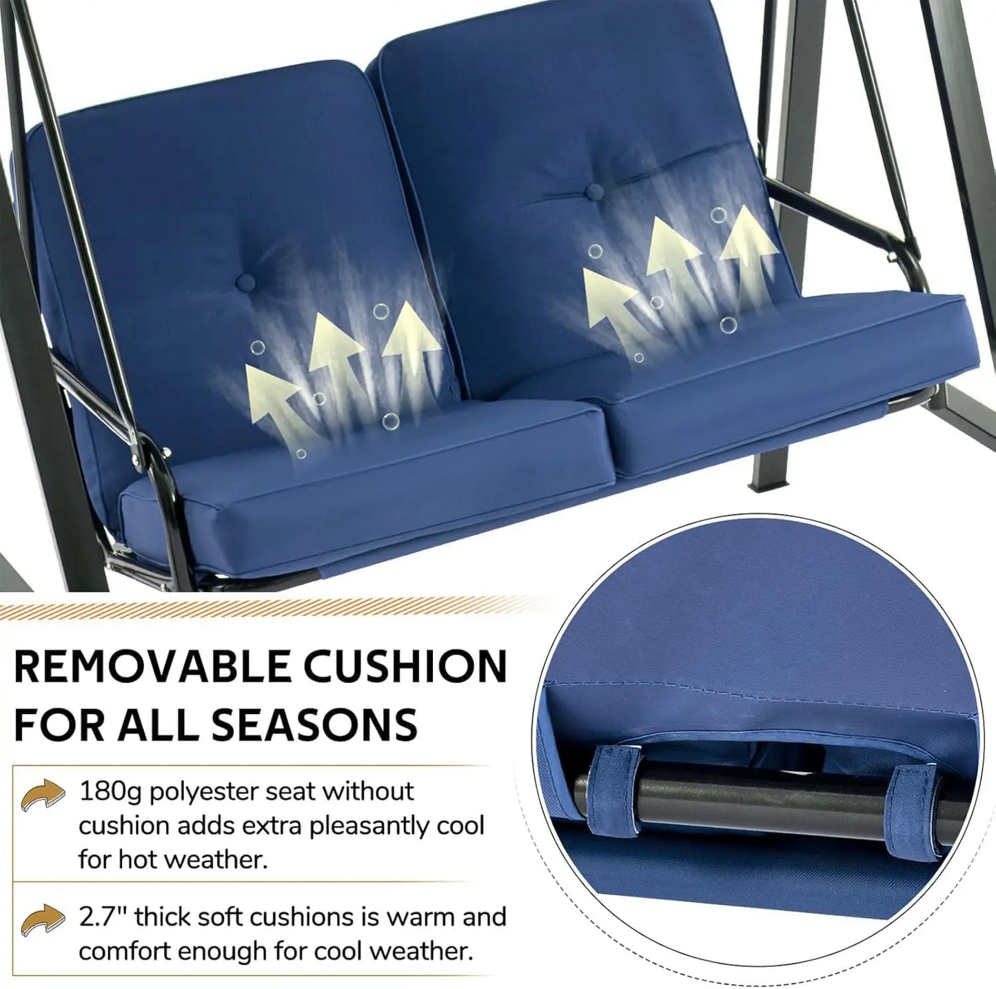 Durable Outdoor Patio Swing Chair With Adjustable Canopy