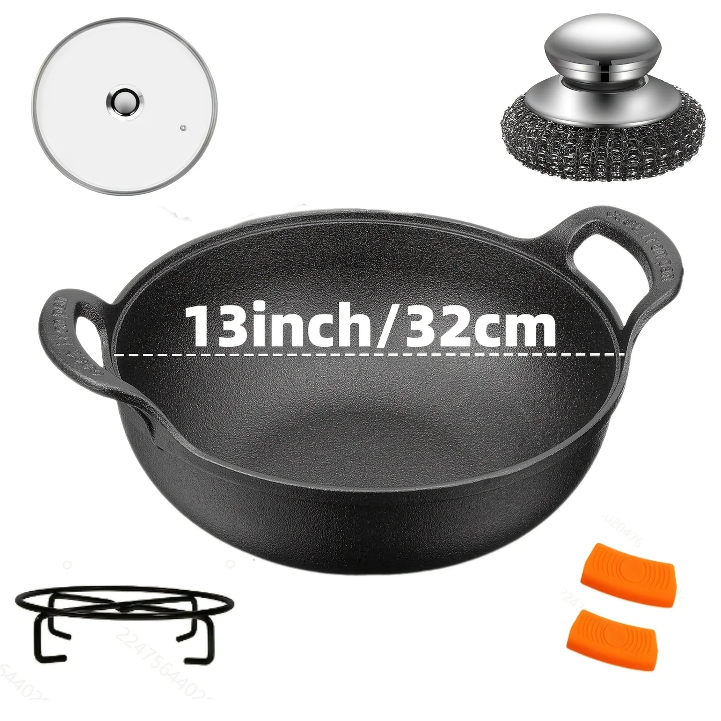 AEDG Cast Iron Skillet Set Preseasoned Non Stick Pans For Oven Grill Campfire