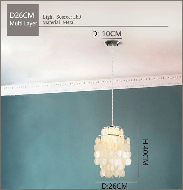 Nordic Modern Minimalist Shell Wind Chime Chandelier Romantic Living Room Restaurant Bedroom Led Decorate Ceilling Hanging Light