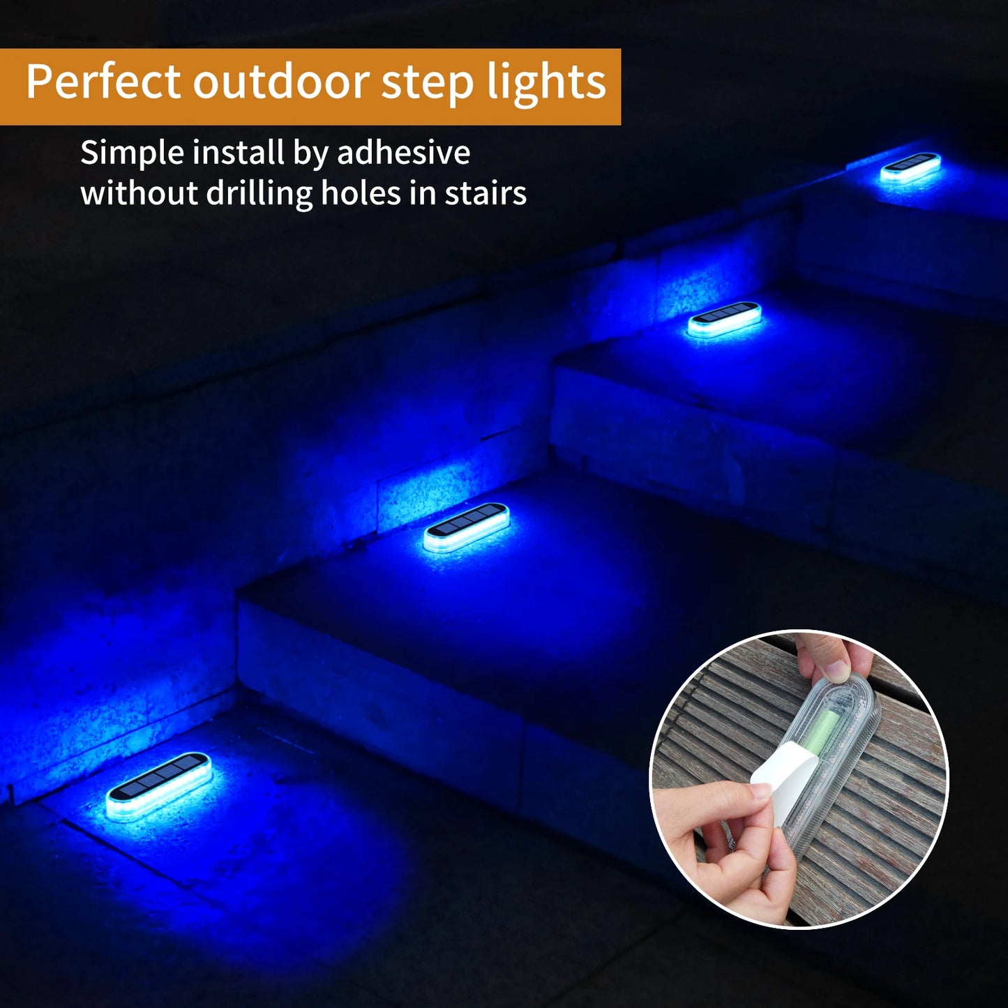 Solar LED Deck Lights 4 Pack AutoOnOff IP68 Waterproof