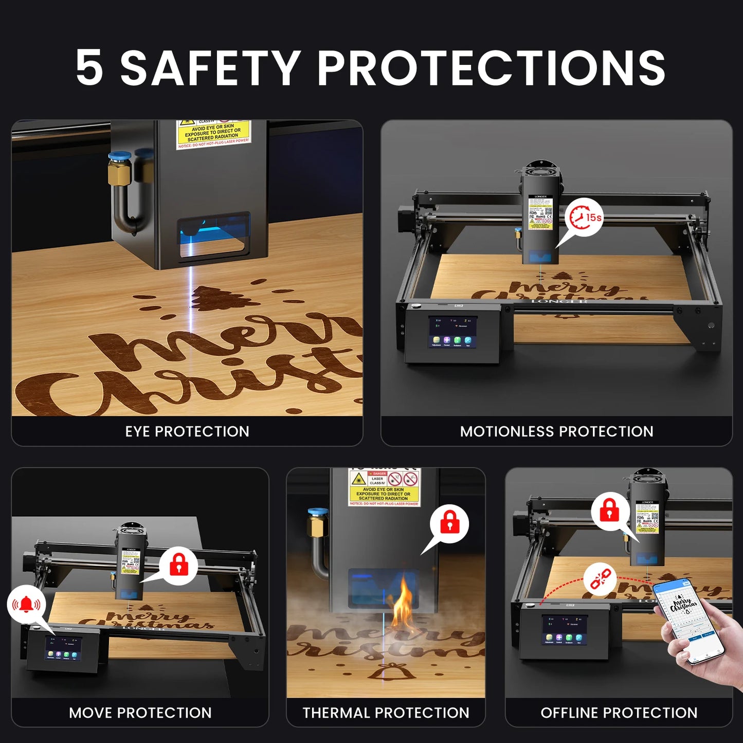LONGER3D RAY5 20W Laser Cutting Engraving Machine With Air Pump Kit