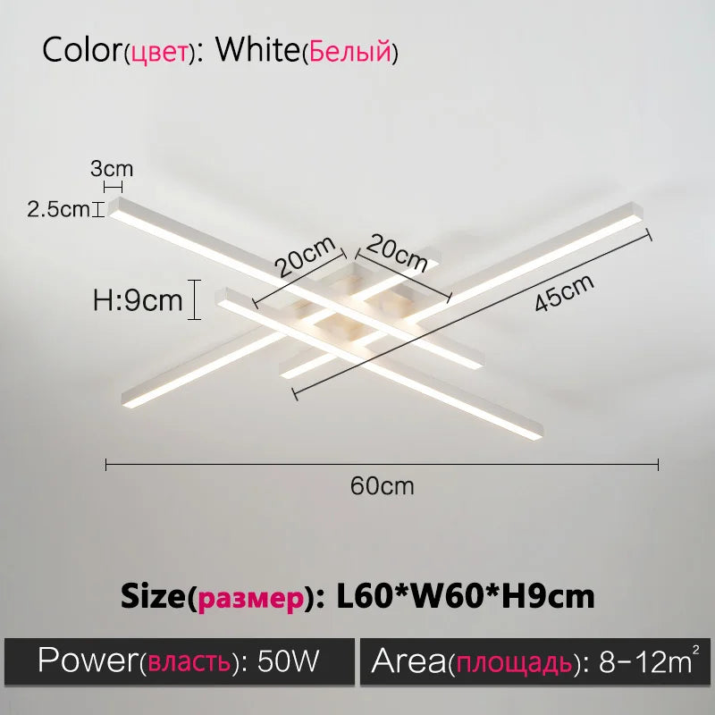 Siltlake LED Ceiling Lamp Square Chandelier Nordic Minimalist Design