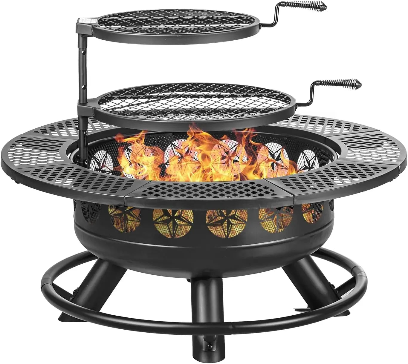 36 Inch Fire Pit With Two Grills And DurableAndReliable Lid