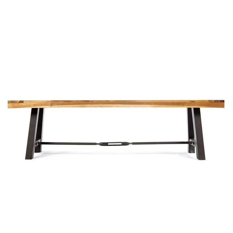 Acacia Wood Outdoor Bench, Backless Patio Seating