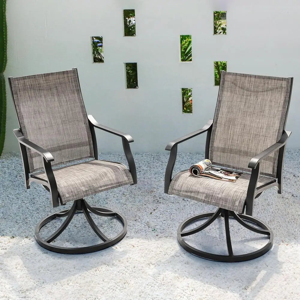 Swivel Outdoor Dining Chairs, All Weather Textilene High Back Set