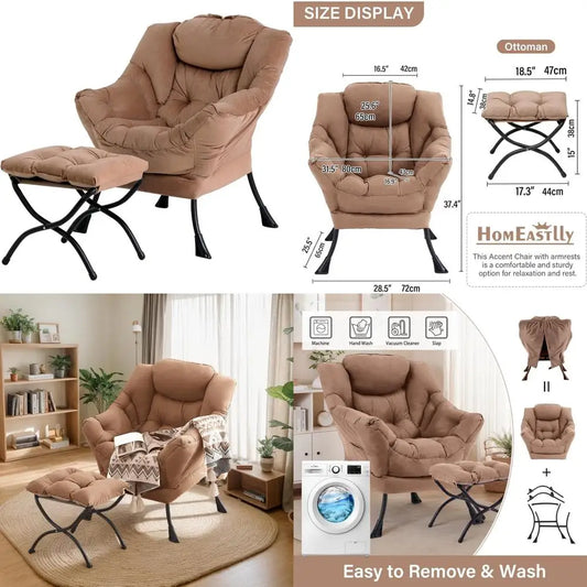 Elegant Reclining Chair And Ottoman Set With Footrest