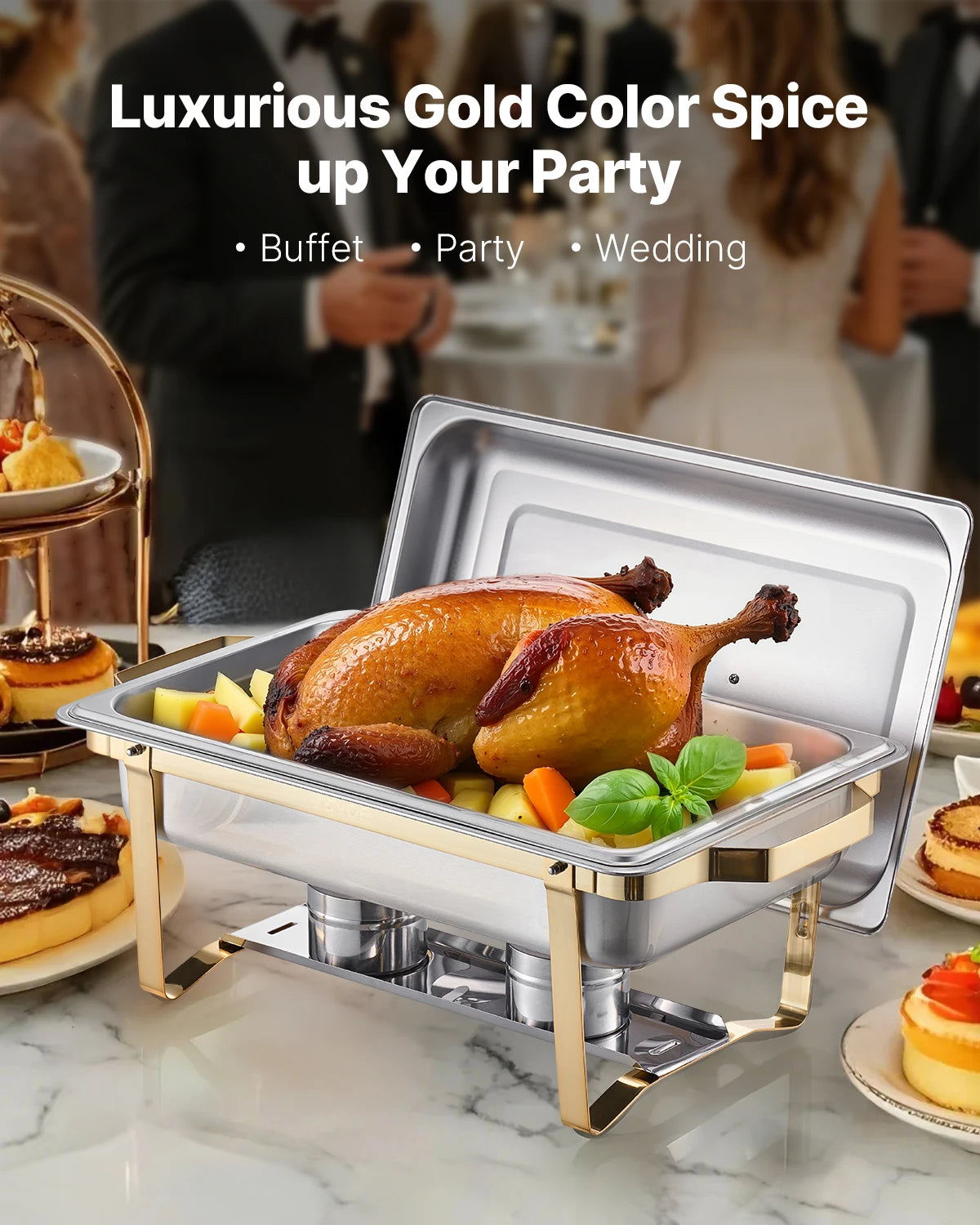 SucceBuy 4 Pack Chafing Dish Buffet Set Stainless Steel Chafer