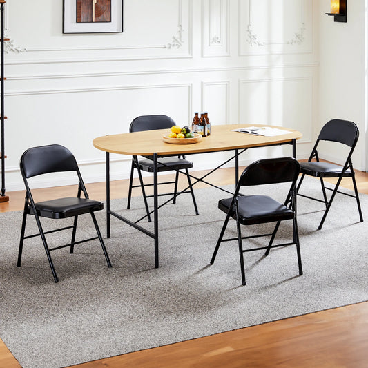 JHK Leather Padded Folding Chair Set For Home And Outdoor