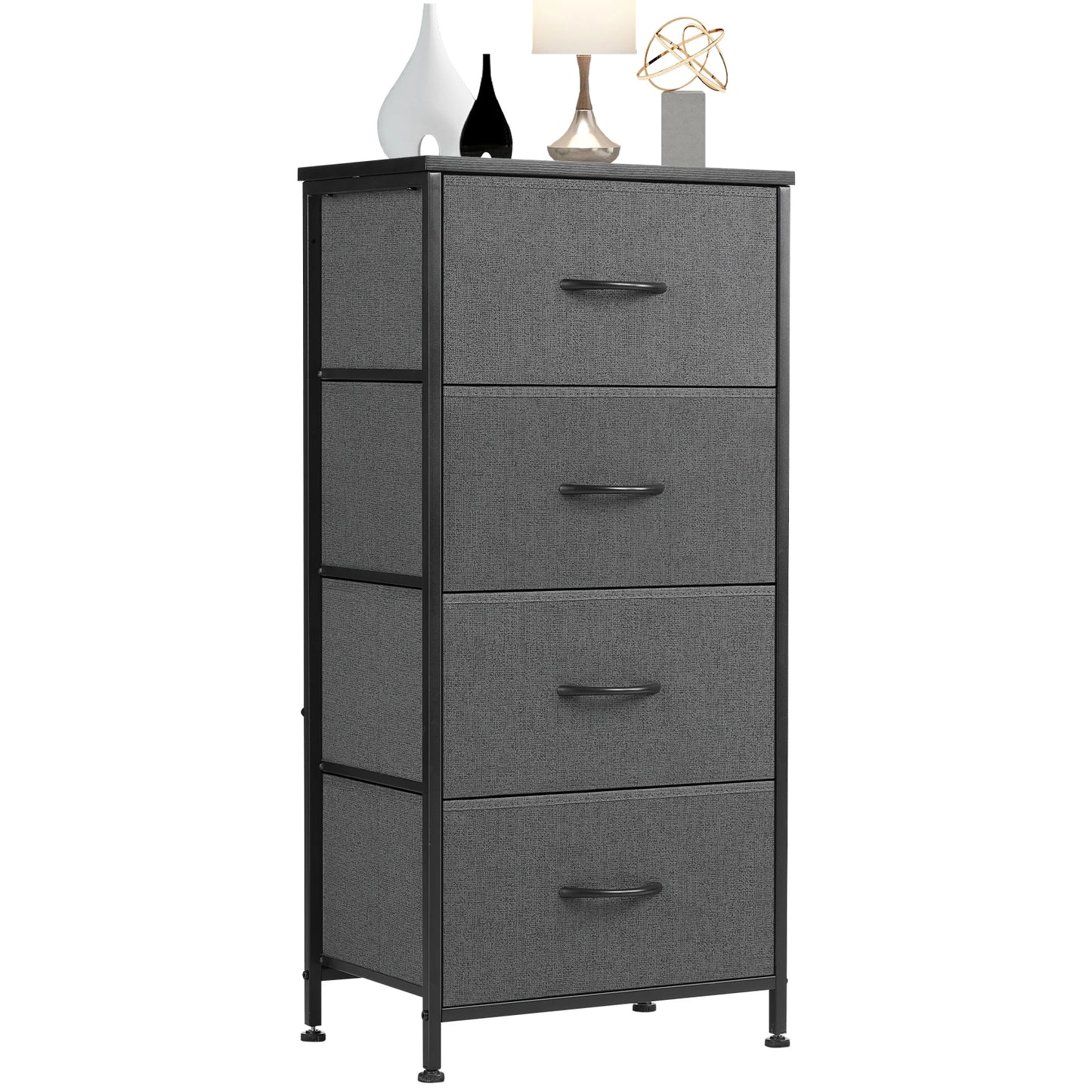 JHK Modern Dresser Nightstand Wardrobe With Four Fabric Drawers