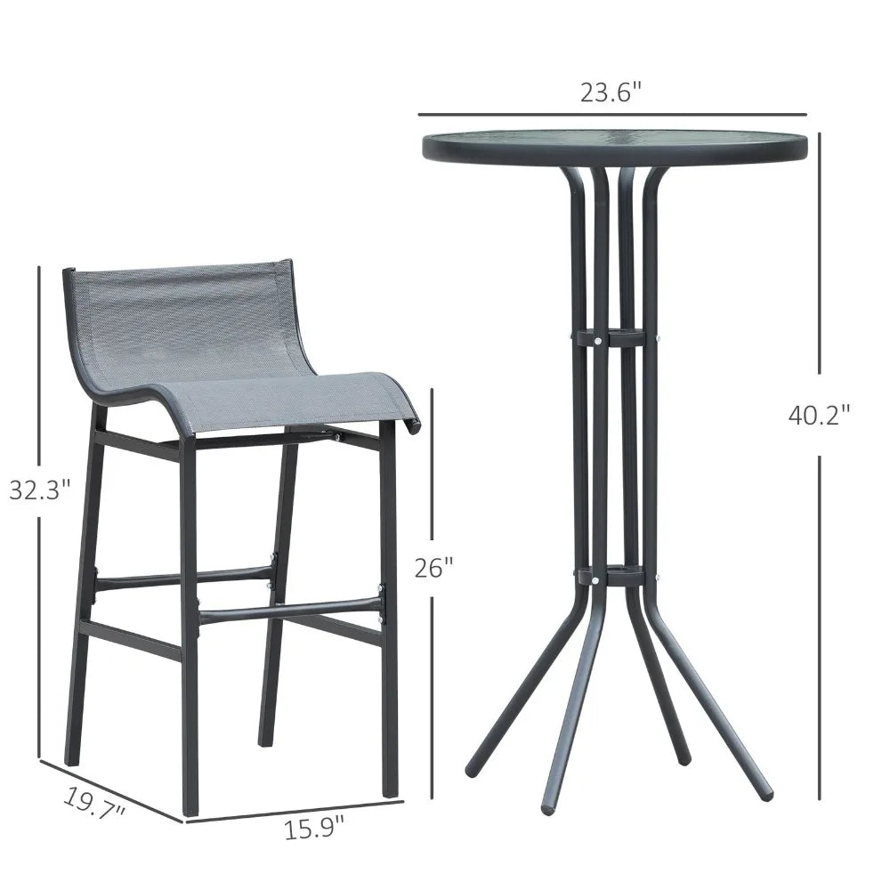 3pc Outdoor Patio Bar Table Chairs Bistro Set Garden Pool Backyard Furniture